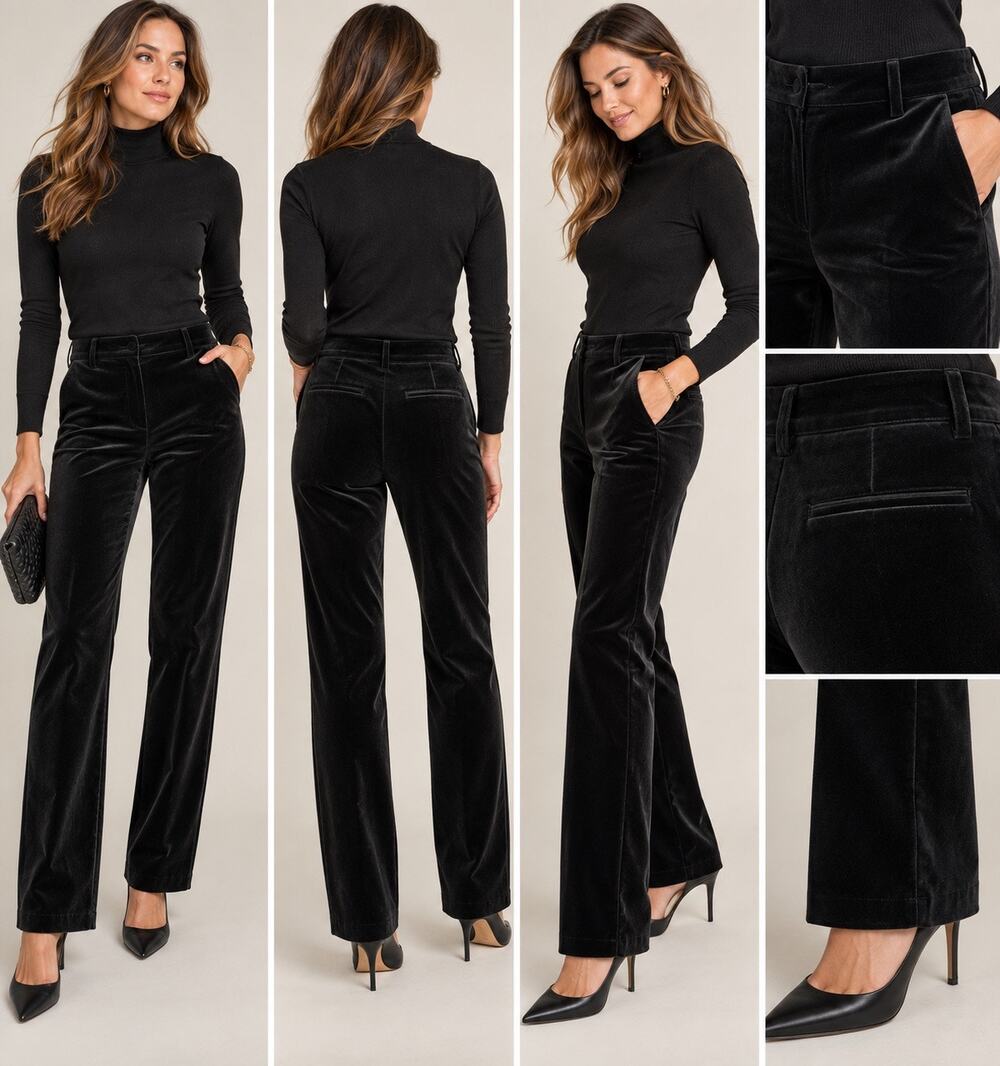 NWT J.Crew Kate Stretch Velvet Straight-Leg Pants Black 4 $178